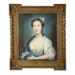 ARTHUR POND (Br. c.1705-1758) OIL PASTELS ON PAPER Portrait of Mrs Hugh Gregor (nee Prudence