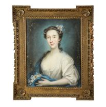 ARTHUR POND (Br. c.1705-1758) OIL PASTELS ON PAPER Portrait of Mrs Hugh Gregor (nee Prudence