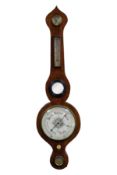 LATE VICTORIAN WALNUT CASED WALL BAROMETER SIGNED J J LOCKWOOD, PRESTON, with 8” white dial, signed,