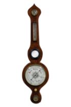 LATE VICTORIAN WALNUT CASED WALL BAROMETER SIGNED J J LOCKWOOD, PRESTON, with 8” white dial, signed,