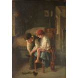 PAUL SEIGNAC (1826-1904) OIL ON WOOD PANEL Sunday Best Signed 12 ½” x 9” (31.8cm x 22.9cm)