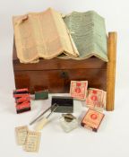 VICTORIAN FIGURED WALNUT PORTABLE WRITING SLOPE, of typical form with inlaid brass shield shaped