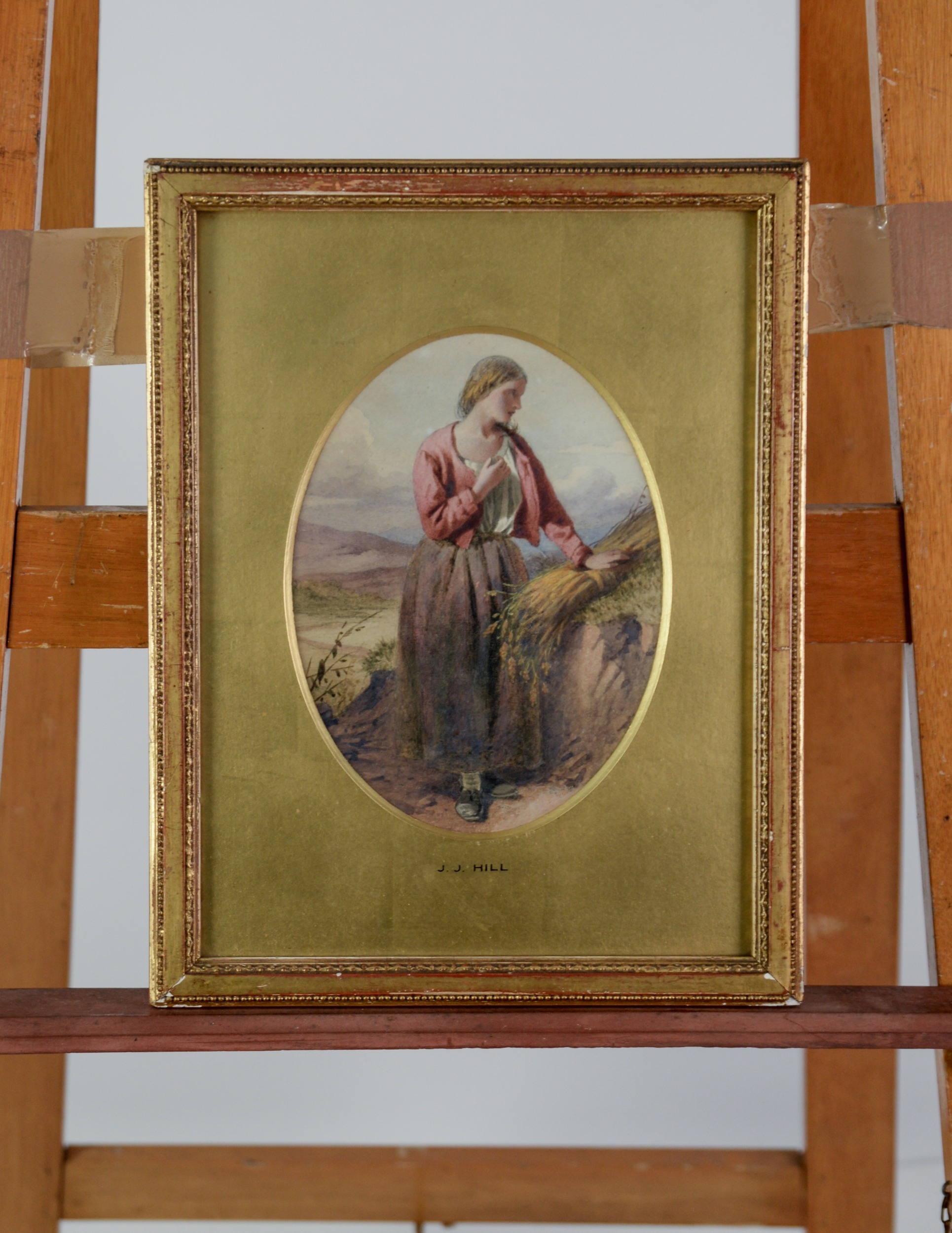 ATTRIBUTED TO JOHN JAMES HILL (1811-1882) WATERCOLOUR, OVAL Female figure with wheat sheaf Unsigned, - Image 2 of 2