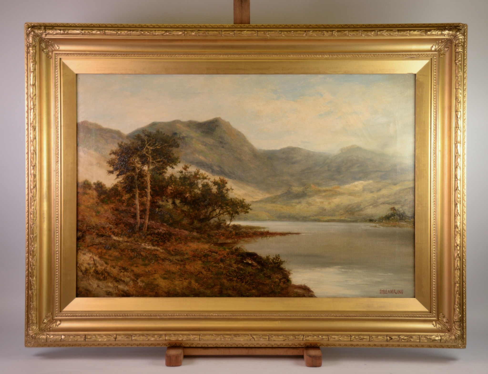 BENJAMIN WILLIAMS LEADER (1831 – 1923) OIL ON CANVAS Landscape with lake and mountains Signed and - Image 2 of 4