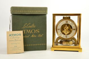 JAEGER-LECOULTRE ATMOS CLOCK WITH ORIGINAL GILT PRINTED GREEN CARD BOX, the white chapter ring