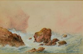 POSSIBLY HARIETTE ANNE SEYMOUR (1830-?) WATERCOLOUR Off shore scene with waves crashing against