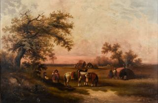 ATTRIBUTED TO EDWARD ROBERT SMYTHE (1810-1899) OIL ON RELINED CANVAS Gypsy Encampment, Autumnal
