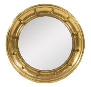 CAPTAIN’S STYLE MIRROR: Small 20th century metal framed captain’s style wall mirror, 16 ¾” (42.5 cm)