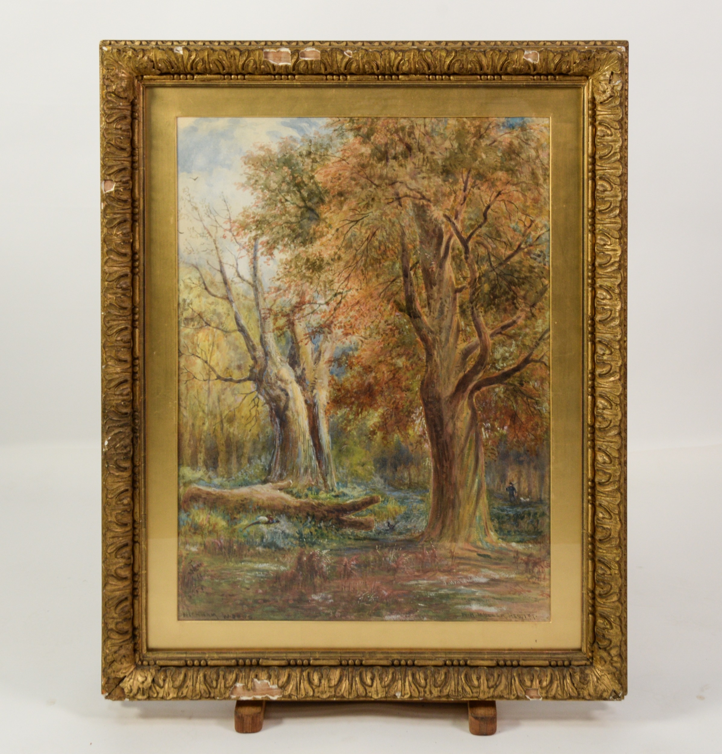 WILLIAM H. MULLER-HEWITT (19th/20th century) WATERCOLOUR & CRAYON 'Wickham Woods' signed lower right - Image 2 of 2