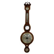 BANJO BAROMETER: George III mahogany banjo barometer/thermometer/hydrometer with mercury tubes by