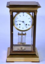 GOOD QUALITY FRENCH L'EPEE HEAVY GILDED and OXIDIZED BRASS FOUR-GLASS MANTEL CLOCK, striking on a