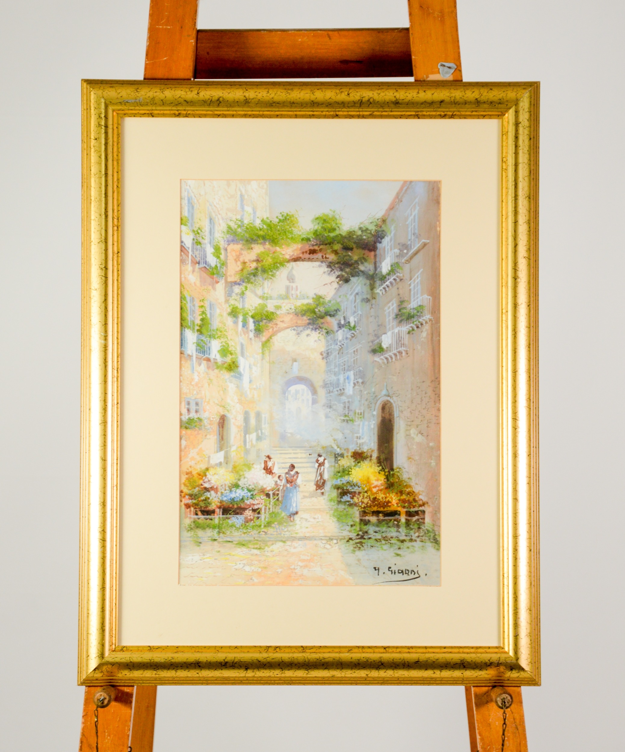 YVES GIANNI (NINETEENTH/ TWENTIETH CENTURY) PAIR OF WATERCOLOURS ‘A Posillpo Street’ ‘S Eligius - Image 4 of 4