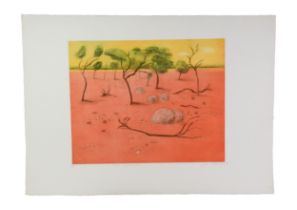 JOAN WILLIAMS (1922 - 2002) ARTISTS PROOF ETCHING WITH AQUATINT The Outback Signed, titled and dated