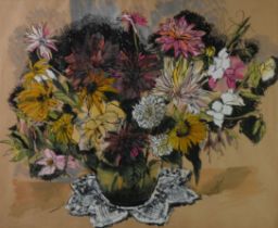 MURIEL PEMBERTON (1909-1993) WATERCOLOUR AND INK ON BUFF PAPER Still Life - vase of flowers Signed