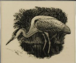 SELECTION OF FRAMED PRINTS AFTER C F TUNNICLIFFE, Woodcut, ‘Heron’ Heinz Hook, still life Janet