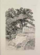 JOHN SELL COTMAN (1782 - 1842) ORIGINAL ETCHING Landscape with trees, stream and rickety bridge