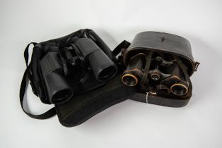PAIR OF FIRST WORLD WAR GERMAN ZEISS KAROLY-GYDR MILITARY BINOCULARS, dated 28-2-16, with other