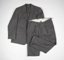 CARL STUART (of course) GENT'S TWO-PIECE LOUNGE SUIT, in grey pin striped cloth; gent's Blicker