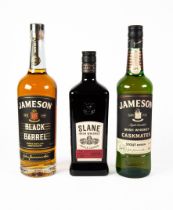 THREE BOTTLES OF IRISH WHISKEY, comprising: SLANE TRIPLE CASK, JAMESON BLACK BARREL and JAMESON