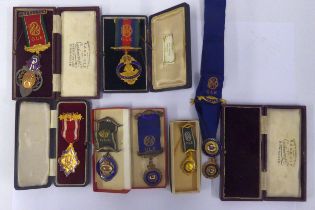SELECTION OF MASONIC AND OTHER SIMILAR MEDALLIONS, includes a silver, gilt and enamel masonic