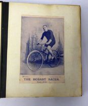 INTERESTING LATE VICTORIAN ALBUM OF SCRAPS APPERTAINING TO CYCLING C/R- spine absent