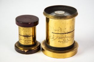 ANTIQUE BRASS LENSES: J.H. Dallmeyer 10 x 8 Rapid Rectilinear Patent brass lens, serial no. 31724