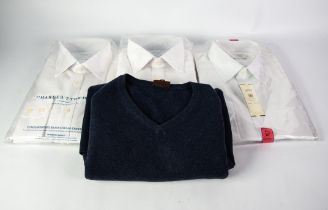TWO CHARLES TYRWHITT GENT'S WHITE SHIRTS, long sleeved, non-iron classic fit, size 16in/33in;