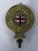 ROYAL AUTOMOBILE CLUB ASSOCIATE BRASS AND ENAMEL CAR BADGE No. 3009 stamped to the back, Elkington &