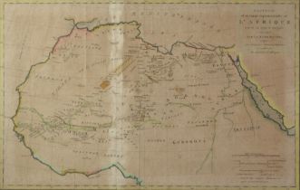 ANTIQUE HAND COLOURED MAP OF NORTHREN AFRICA DRAWN IN 1790 AND CORRECTED IN 1793 BY MAJOR RENNELL,