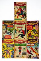 A small selection of The Amazing Spiderman COMICS, SILVER AGE period, x6 UK and x1 USA issues (
