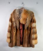 KENDAL MILNE, MANCHESTER, BROWN DYED ERMINE STOLE; FOX FUR HAT AND A FOX FUR JACKET (the fox fur