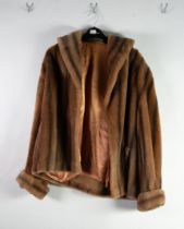 LIGHT BROWN FAUX FUR 3/4 LENGTH COAT; ANOTHER faux jacket