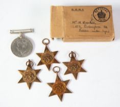 FIVE WORLD WAR II SERVICE MEDALS, viz 1939 - 45 War Medal and four Stars - The Pacific Star, The