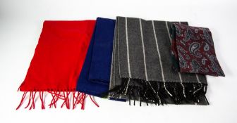 JAEGER, MADE IN ENGLAND SCARF, 65% lambswool, 35% angora, long and broad, grey with white stripe;