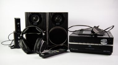 SONY GIGA JUKE HDD MUSIC SERVER NAS-S500HDE WITH THE PAIR OF SPEAKERS, and the REMOTE CONTROL,