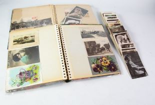 TWO MODERN PHOTOGRAPH ALBUMS, containing approximately 120 EARLY 20th CENTURY POSTCARDS, includes