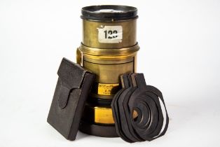 ANTIQUE BRASS LENS: Dallmeyer 2B Patent Portrait lens with rack and pinion focus, the diameter of