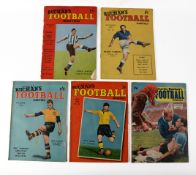 FIVE CHARLES BUCHAN'S FOOTBALL MONTHLYS, October 1952, November 1953, December 1953, April 1954,