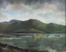 A SPREAFICO (TWENTIETH/ TWENTY FIRST CENTURY) OIL ON CANVAS ‘N. Wales’, Lake scene with hills in the
