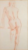 PIERRE ADOLPHE VALETTE (1876-1942) SANGUINE CRAYON Nude male study from the back facing dexter Dated