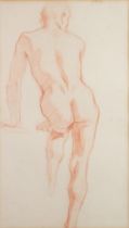 PIERRE ADOLPHE VALETTE (1876-1942) SANGUINE CRAYON Nude male study from the back facing dexter Dated