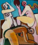 GEOFFREY KEY (1941) MIXED MEDIA Three Naked Figures Signed and dated (19)82 8” x 6 ½” (20.3cm x 16.