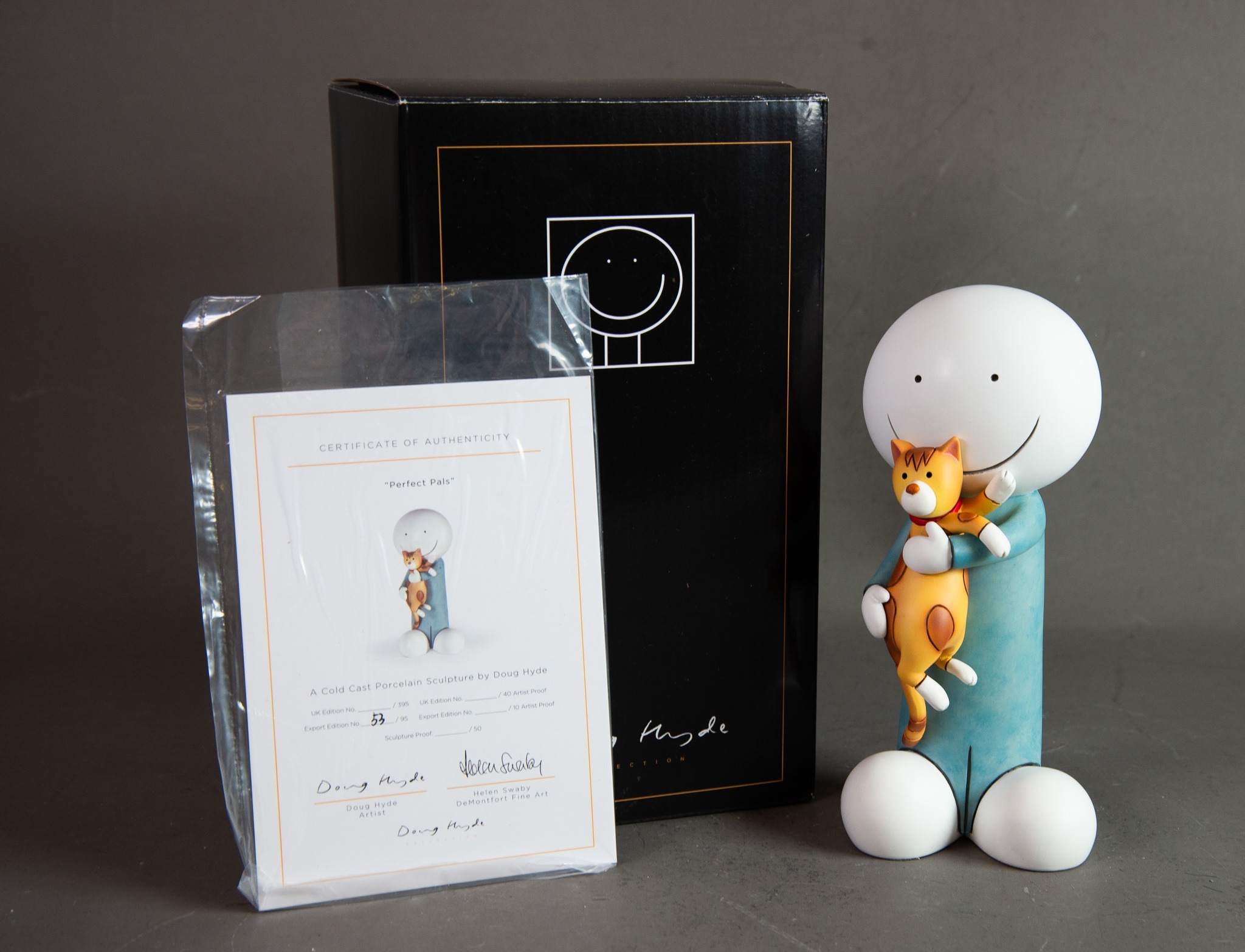 DOUG HYDE (1972) LIMITED EDITION RESIN SCULPTURE ‘Perfect Pals’ (53/95) with certificate 7 ½” (19cm)