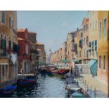 BOB RICHARDSON (1938) PASTEL ‘A Canal in Venice’ Signed, titled to Waterford Gallery, Cheshire,