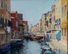 BOB RICHARDSON (1938) PASTEL ‘A Canal in Venice’ Signed, titled to Waterford Gallery, Cheshire,