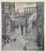 HAROLD RILEY (1934-2023) ARTIST SIGNED LIMITED EDITION COLOUR PRINT 'Lamplighter' Signed, titled and