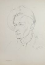 NORMAN C JAQUES (1926-2014) PENCIL DRAWING 'Home Guard' bust portrait Signed, titled and dated
