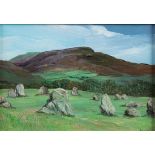 ANN CELIA FREEMAN (Contemporary) OIL PAINTING ON BOARD A pre-historic Stone Circle, Westmorland