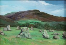 ANN CELIA FREEMAN (Contemporary) OIL PAINTING ON BOARD A pre-historic Stone Circle, Westmorland