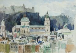 ALBERT B. OGDEN (1928 - 2022) Salzburg Fortress Signed with initials A.B.O. lower right 7in x 9 3/